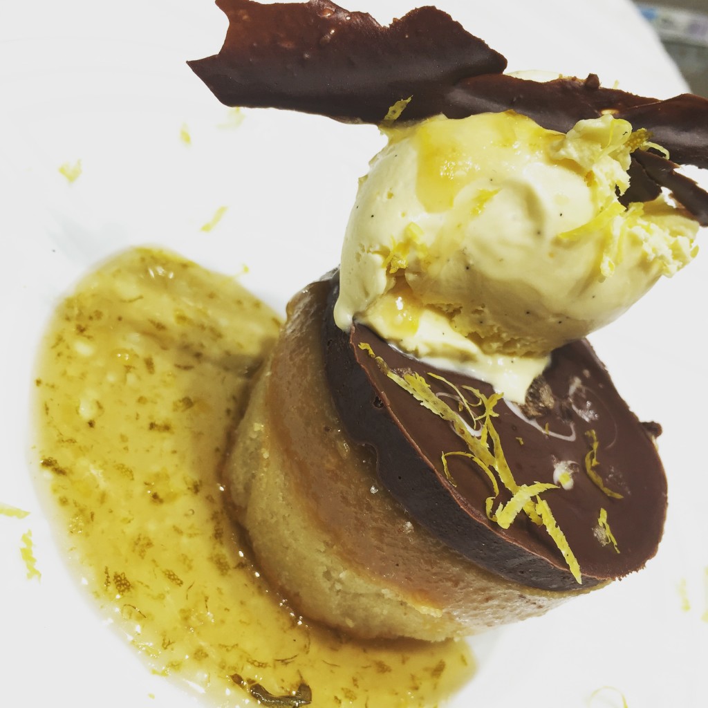 SALTED CARAMEL MILLIONAIRE'S SHORTBREAD WITH HANDMADE LEMON VANILLA BEAN GELATO