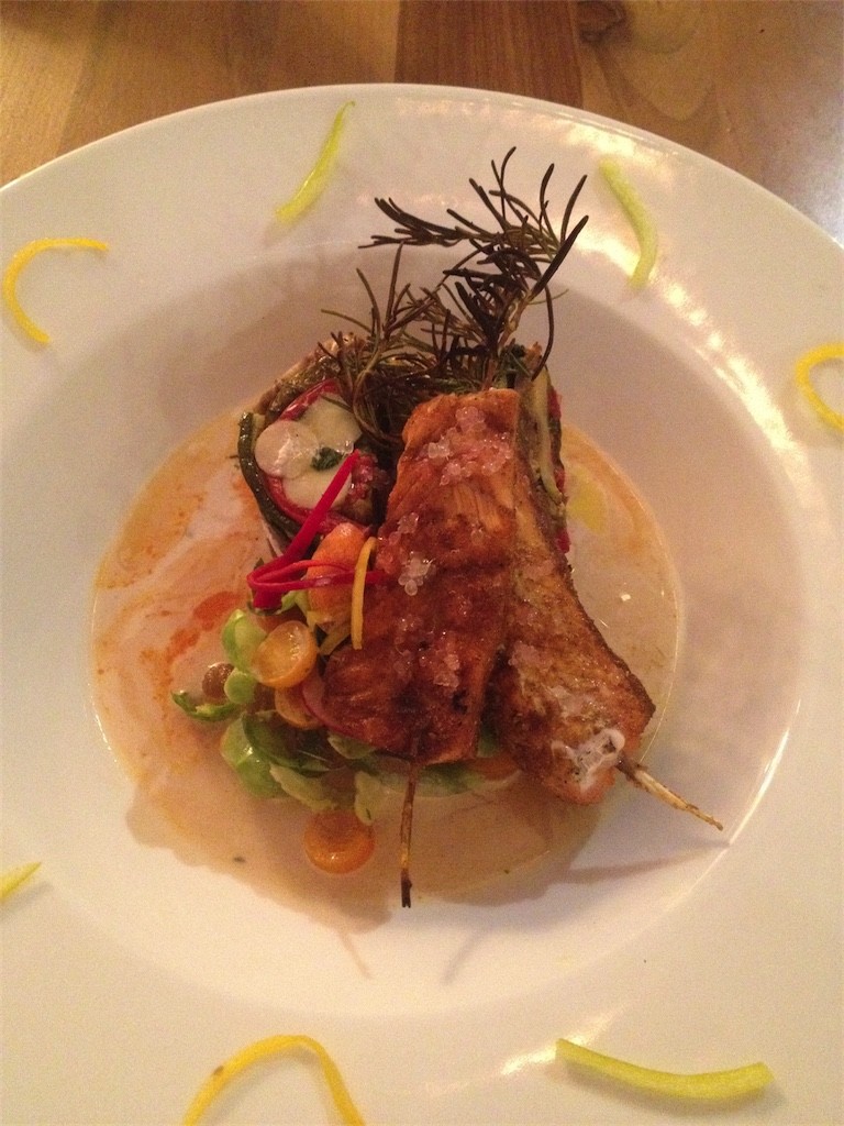 ROSEMARY SKEWERED SALMON WITH TAPIOCA SALAD